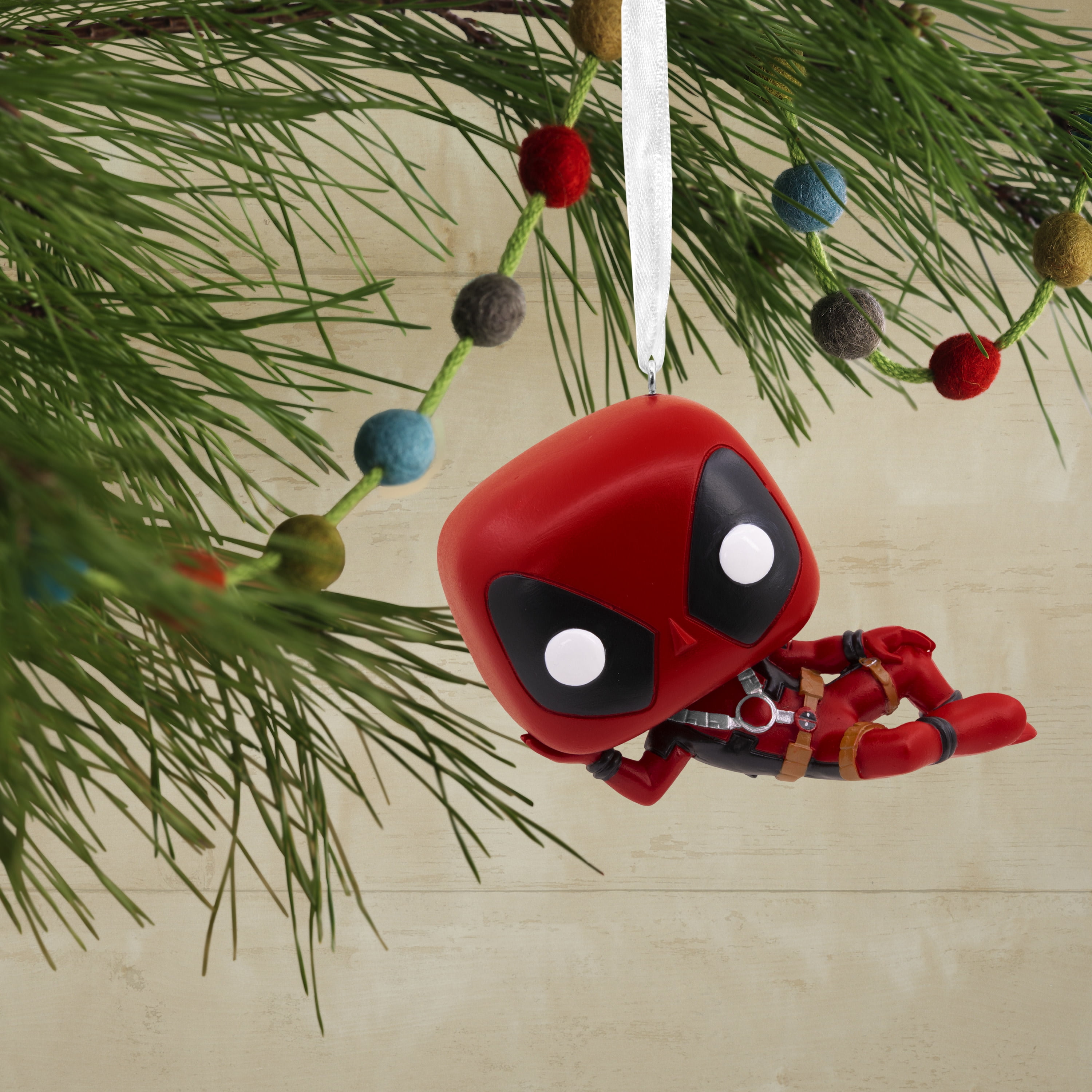Hallmark Marvel Deadpool laying down Funko POP Christmas Ornament, 1 Count