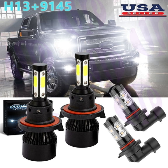 For Ford F-150 2004-2014 H13 9145 LED Headlight Hi/Lo Beam Fog Light Bulbs Combo