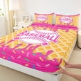 thumbnail image 4 of Erosebridal Hot Pink Dripping Waffle Pink Baseball & Bat Logo Graphic Bed Sheets 4pcs, Baseball Graphic King Sheets for Girls Kids,Luxury Bedroom Decor, 4 of 5