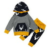 Hot Sale 1Set Fashion Baby Boys Girls Clothing Deer Elk Hooded Jacket Pullover Sweater Tops+Bottoms Twinset Toddlers Kids Children Outfits Clothes