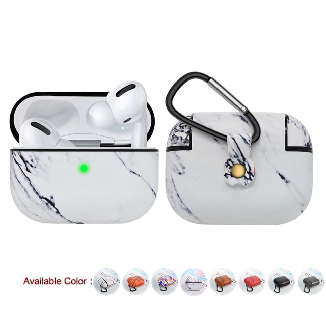 Airpods Pro Case Cover Leather (2019), Case for Airpods Pro, Premium Leather Slim AirPods 3 Case Cover with Hook Compatible for AirPods Pro 2019 (Front LED Visible)
