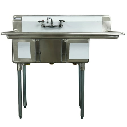 NSF 45''x43'' 3 Compartment Sink with Faucet, Commercial Restaurant Utility Kitchen Sink in Stainless Steel