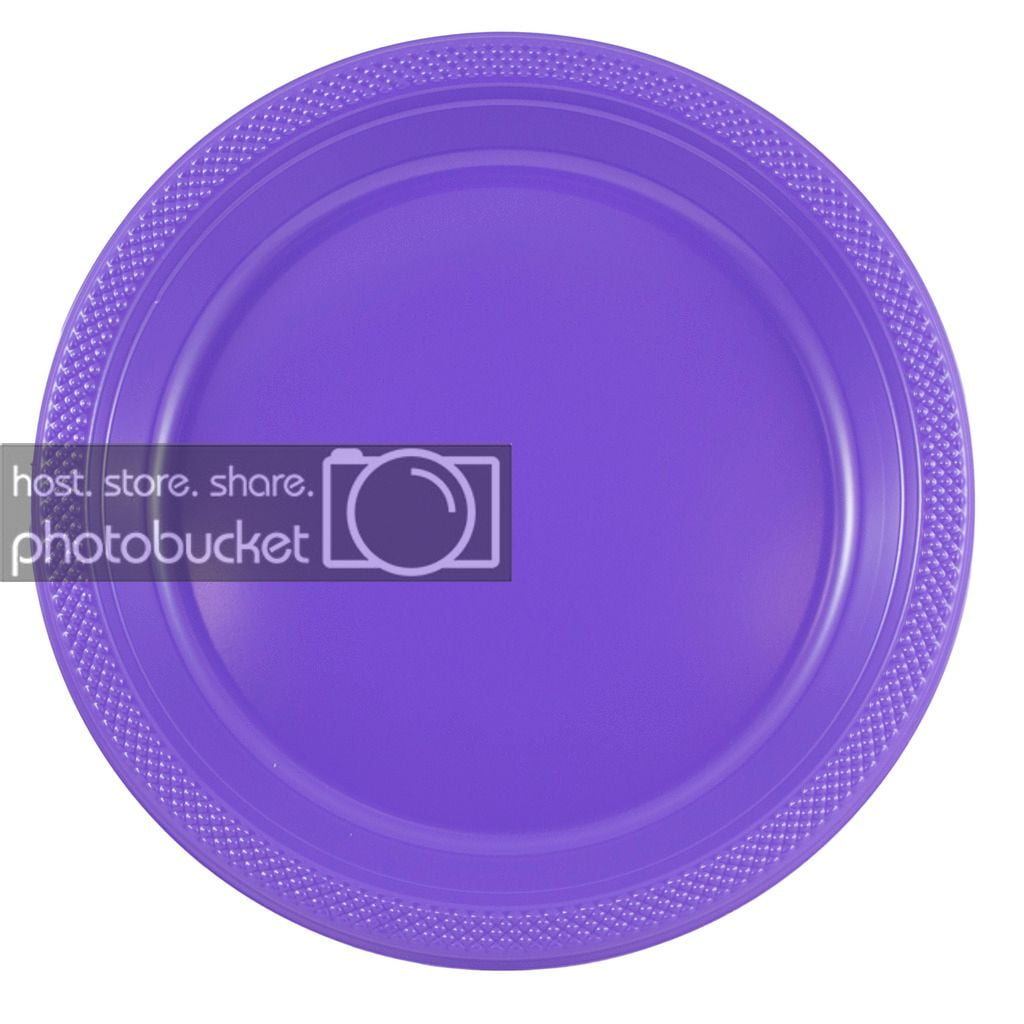 JAM Paper Large Purple Plastic Party Plates, 10.25 Inches, 20 per Pack