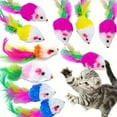 thumbnail image 4 of 30 PCS Whimsical Furry Cat Toys - Squeaky Mice with Feather Tails, Random Color, Interactive Catcher, Stimulating Pet Play, Durable Construction, and Endless Fun, 4 of 5