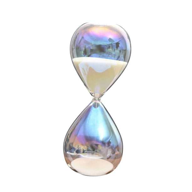 Adorno de reloj de arena de cristal nórdico, decoración colorida para estantería. 15 minutos