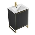 thumbnail image 3 of Fine Fixtures Opulence Collection 24 in. W x 18 in. D x 33 in. H Bathroom Vanity in Black Matte with White Ceramic Sink - Satin Brass hardware, 3 of 9