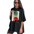 thumbnail image 4 of Plus Size Shirt for Women Black Tops for Women Short Sleeves Shirt for Women Abstract Sun T Shirt Crewneck Shirt for Women L, 4 of 5