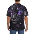 thumbnail image 3 of Sikiie Purple-Eyed Floral Leopard Men's Wrinkle Free Untucked Cuban Shirt Business Casual Button Down Shirts Short Sleeve ShirtLarge, 3 of 5