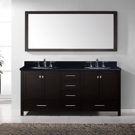 Virtu Usa Ine Ave 72 Inch Espresso Double Vanity Black Granite Virtu Usa Ine Ave 72 Inch Espresso Double Vanity Black Granite Top Mirror