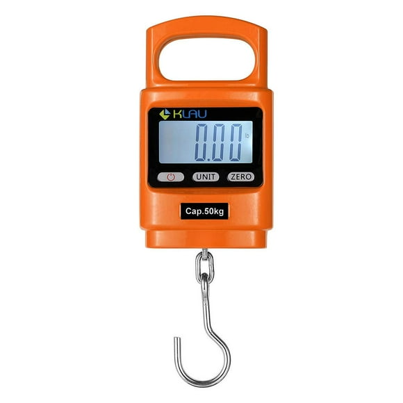 Klau Balances de Pesage pour Poissons Écran LCD Numérique à Balance Suspendue Portable de 100 lb / 1600 oz avec Rétroéclairage Orange