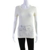 Pre-owned|Escada Womens Abstract Pattern Short Sleeve Crew Neck Sweater Cream Size M
