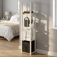 thumbnail image 3 of Furinno TURN-N-TUBE 5-Tier Open Frame Corner Display Shelf with Bin White, 3 of 4