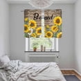thumbnail image 6 of 2 Panels Kitchen Tier Curtains 39 Inch Length, Yellow Sunflowers Grommets Window Treatment Curtain, Vintage Country Wood Grain Oil Painting Thermal Curtains Drapes for Living Room/Bathroom, 6 of 9