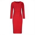 thumbnail image 7 of Mrat Women's Bodycon Pencil Dress Office Stretchy Dress Modest Business Work Suiting Dresses S-32 Red-a L, 7 of 7