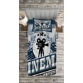 thumbnail image 3 of Ambesonne Movie Theater Quilted Bedspread Set 2 Pcs, Vintage Poster, Twin Size, Blue Black Grey, 3 of 3