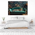 thumbnail image 4 of Mudket Framed Leopard on Green Velvet Sofa Canvas Wall Art, Luxury Leopard Print Room Decor for Living Room, Vintage Animal Wall Art, Ready to Hang - 12"L x 8"W, 4 of 10