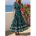 thumbnail image 3 of PRETTYGARDEN Womens Summer Boho Maxi Dress Trendy Short Sleeve V Neck Flowy Beach Floral Dresses with Pockets, 3 of 8