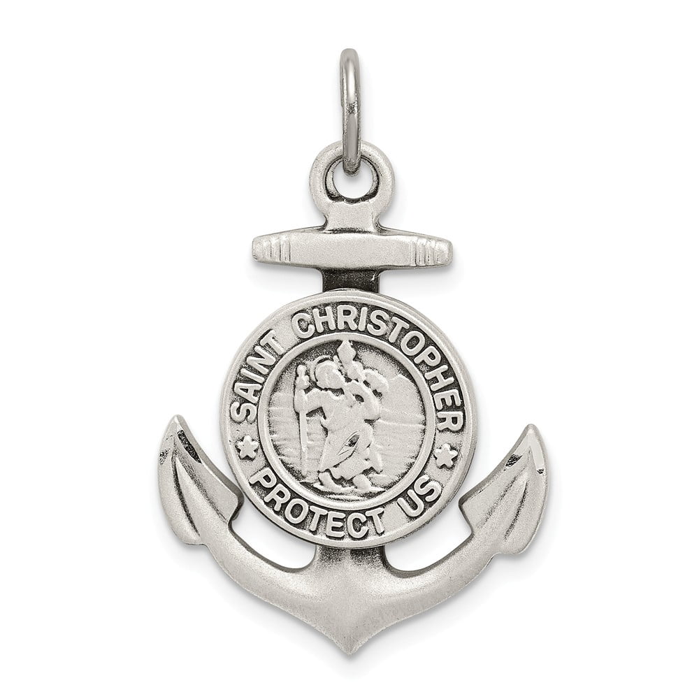 AA Jewels Solid 925 Sterling Silver Vintage Antiqued St Christopher