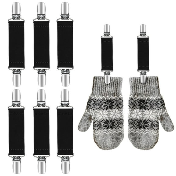 Buyless Fashion Mitten Clips Elastic Glove Clip Toddler Scarf Clip Heavy Duty Coat Clips for Kids And Adults - 6 Pack