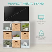 Best Choice Products 9-Cube Bookshelf, 11in Display Storage Organizer w/ 3 Removable Back Panels - White