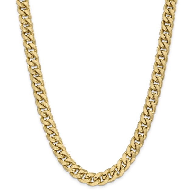 14K Yellow Gold 11mm Semi-Solid Miami Cuban Chain 22 Inch
