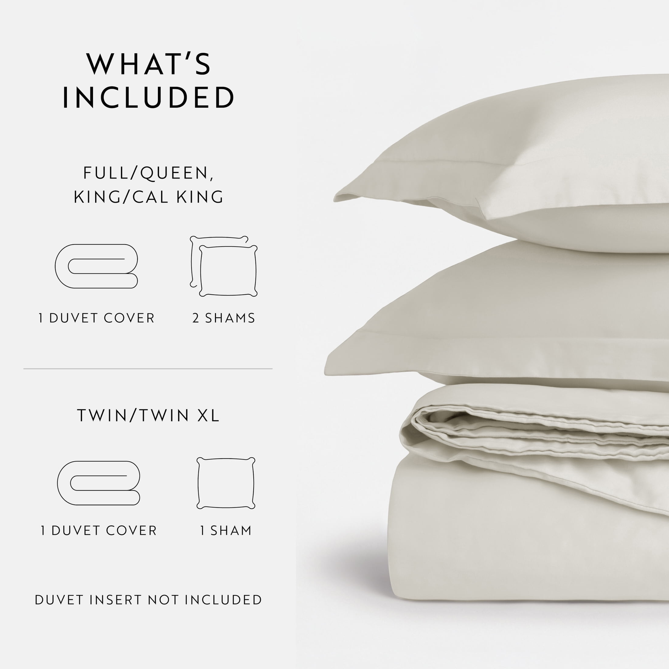 Ivory Vintage Washed 3 Piece Cotton Duvet Cover Set, Full/Queen, by Noble Linens
