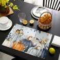 thumbnail image 4 of Navy Blue Pumpkins Fall Placemats Set of 4, Botanical Thanksgiving Blue Ombre Washable Wipeable Table Mats for Dining Tables, Indoor Outdoor Kitchen Place Mats for Holiday Party Table Decor, 4 of 9