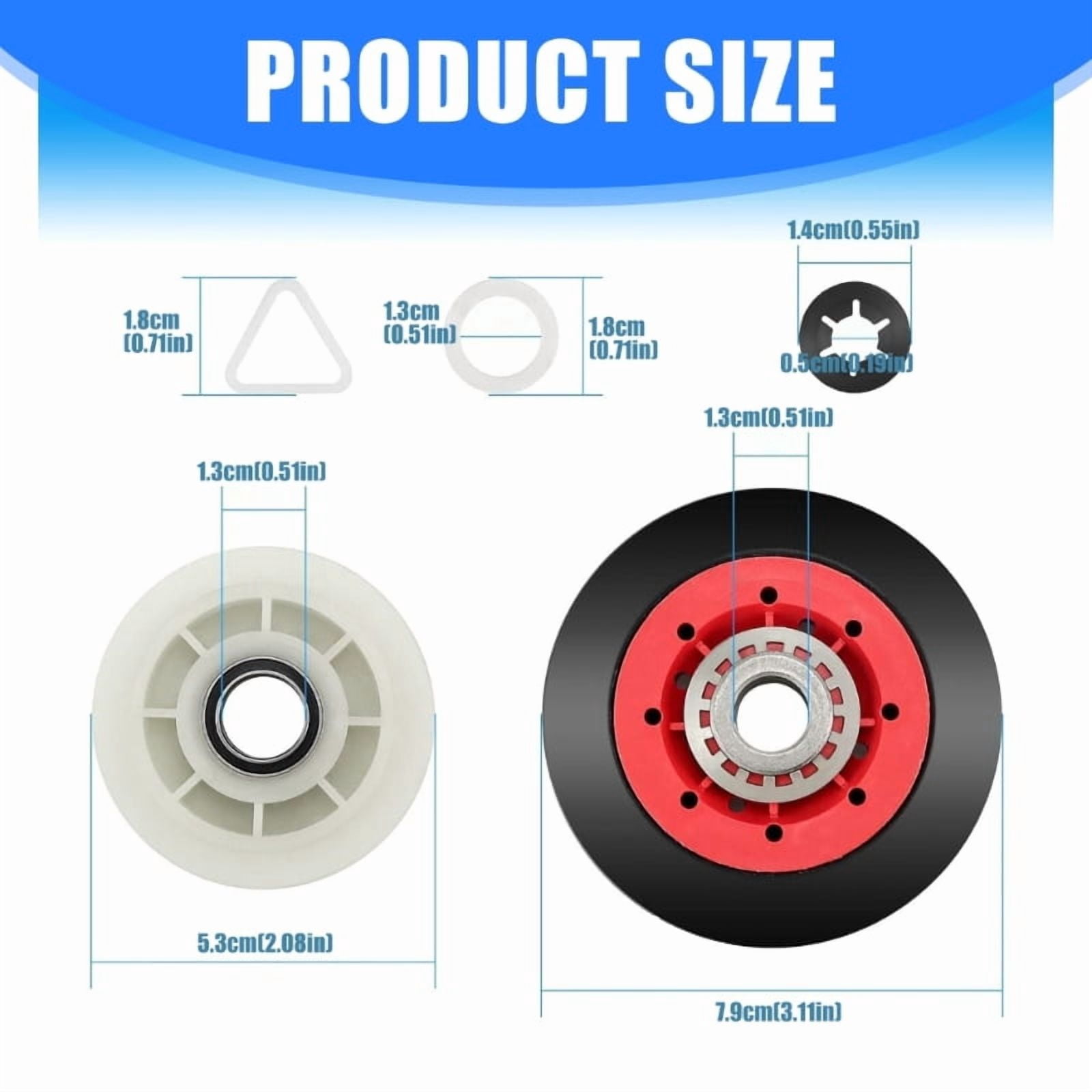 Dryer Repair Kit 4392067 with W10837240 Idler Pulley Assembly and Drum Support Rollers Universal Dryer Repair Components