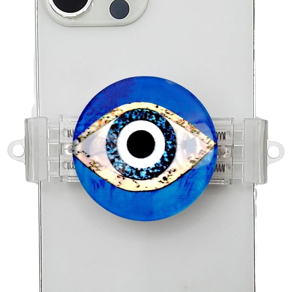 Lindo teléfono de ojo malvado deslizante para iPhone – Soporte y soporte plegable Bohemia deslizante para teléfono celular, agarre desmontable para teléfono trasero, encanto estético y accesorios