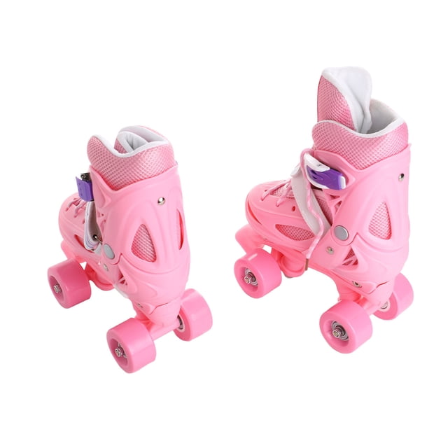 Patins à Roulettes Roses, Patins à Roulettes 2 en 1 Lumineux Sécuritaires pour Enfants pour l'Extérieur Taille TP 27-30