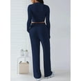 thumbnail image 5 of Women'S Two-Piece Y2K Sportswear Long-Sleeved Tight Top Wide-Leg Pants Spring and Autumn Sports Casual Wear Dark Blue M, 5 of 8