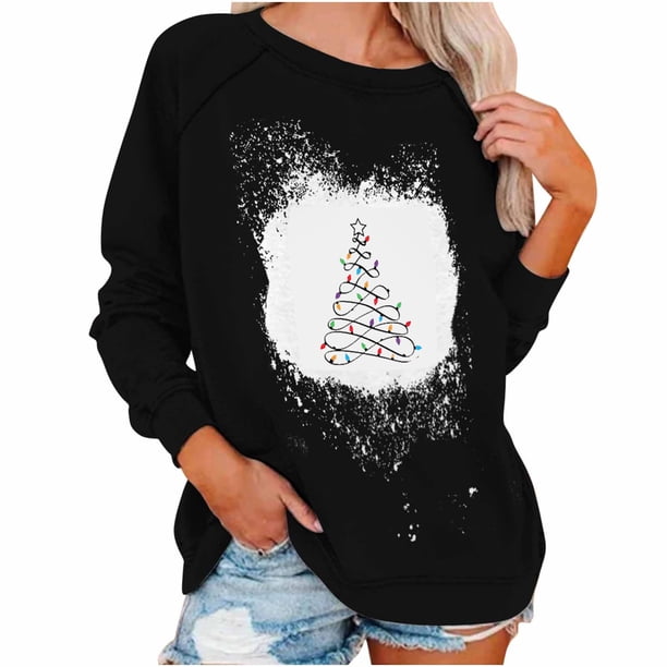Sudadera Navideña de Cuello Redondo Para Mujer, Moda de Verano, Estampado Informal, Camiseta Holgada de Manga Larga, Top, Blusa, Jersey Odeerbi ODB197096
