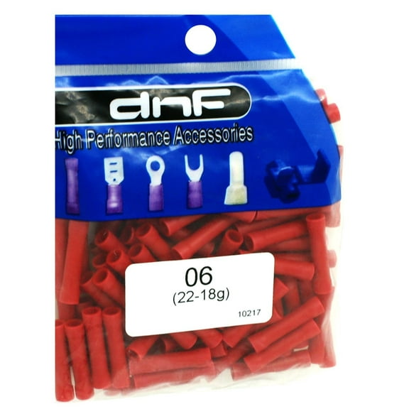 DNF 100 Pack Copper Butt Connectors Red Vinyl Insulated PVC 22-18 Gauge