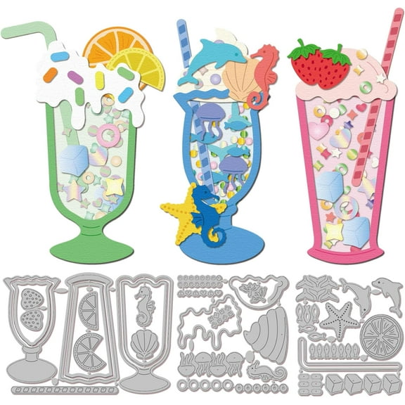 Milkshake Shaker Cutting Dies for Card Making Drink Cup Cut Die for DIY Scrapbooking Journal Embossing Paper Craft Decor