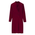 thumbnail image 6 of Women's Solid Color Blazer Dress, Wrap Style Buttoned Midi Dress with Long Sleeves, Formal Work Dress and Business Casual Office Wear for Women Wine L, 6 of 9