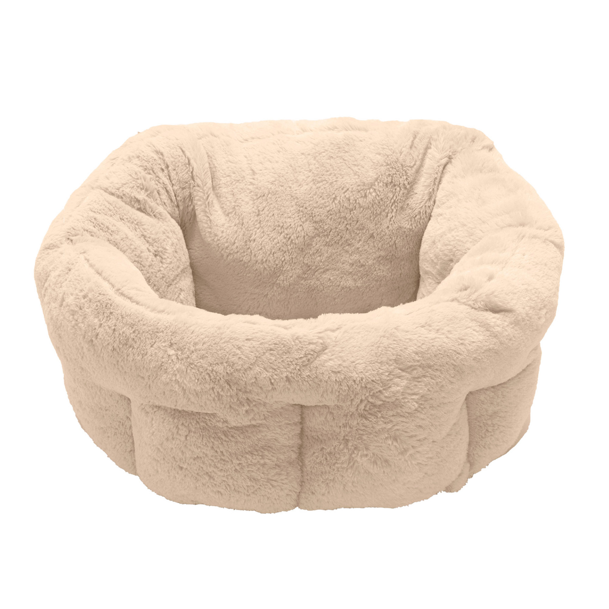 FurHaven Pet Products Luxury Faux Fur Warming Hi-Lo Cuddler Pet Bed - Cream, Small - 20"