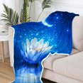 thumbnail image 6 of Galaxy Space Throw Blanket Moon Flower Stars Print Decor Soft Warm Cozy Blanket Plush Blue Throws \u200bBlankets for Women Girls Kids Couch Travel Livingroom Bedroom Decor 60 x 80 Inch, 6 of 6