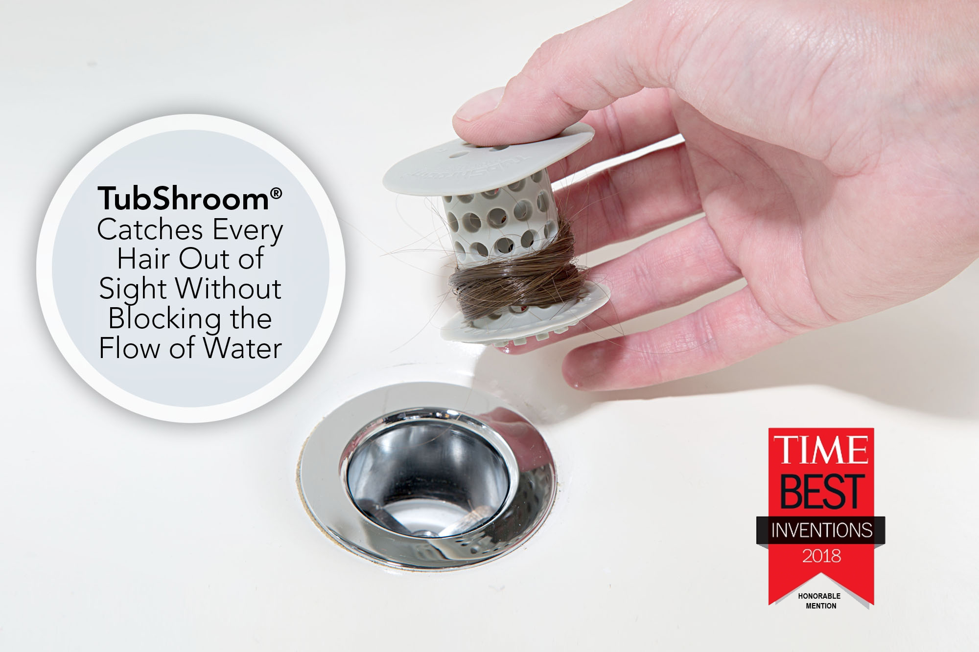 TubShroom Revolutionary Hair Catcher Drain Protector for Tub Drains (No More Clogs) Gray - image 2 of 10