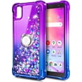 thumbnail image 2 of Nagebee Case for Alcatel TCL A3 (A509DL) / A30 with Tempered Glass Screen Protector (Full Coverage), Sparkle Glitter Liquid Bling Diamond [Ring Holder & Wrist Strap] Women Girls Case (Purple/Blue), 2 of 5