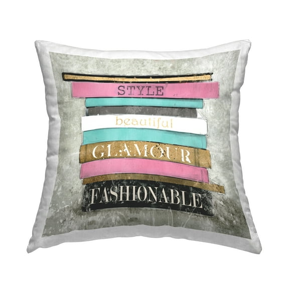 Stupell Industries Sophisticated Glam Bookstack Decorative Printed Throw Pillow Design by Carol Robinson.