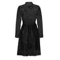 thumbnail image 6 of VEKDONE Womens Long Sleeve Button Down Dress Fashion Lace Embroidered Hollow Out Midi Dress Casual Flowy Loose Fit Vacation Dresses with Belt Black XXXL, 6 of 8