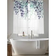 thumbnail image 6 of Teal Purple Botanical Semi Sheer Curtains 72 Inch Length 2 Panels Set, Eucalyptus Leaves Watercolor Spring Sheer Kitchen Curtain Privacy Voile Window Curtain for Living Room Bedroom Rod Pocket Drapes, 6 of 7