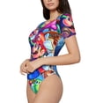 thumbnail image 2 of Lsque Mario Women's Crew Neck Short Sleeve Bodysuit Basic T Shirts Tops Onesie Adult Cute Pajama-Small, 2 of 8