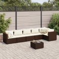 thumbnail image 1 of vidaXL 7 Piece Garden Lounge Set with Cushions Brown Poly Rattan, 1 of 5