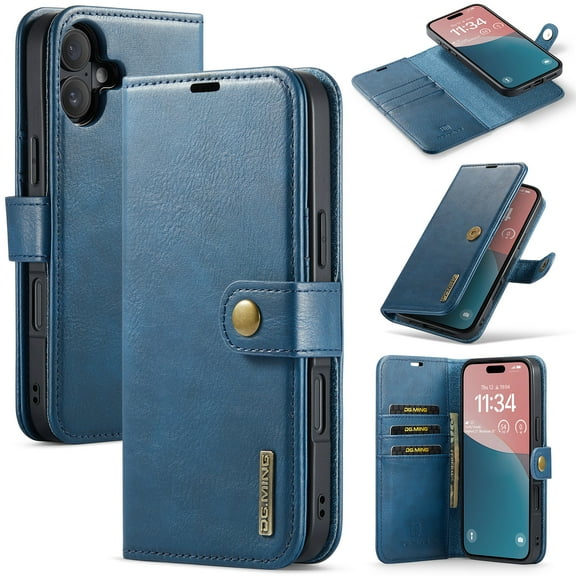 for iPhone 17 2-In-1 Detachable Wallet Case with Credit Card Holder, Flip Folio Book PU Leather Protective Phone Cover for Women Men for iPhone 17 Phone Case, Blue