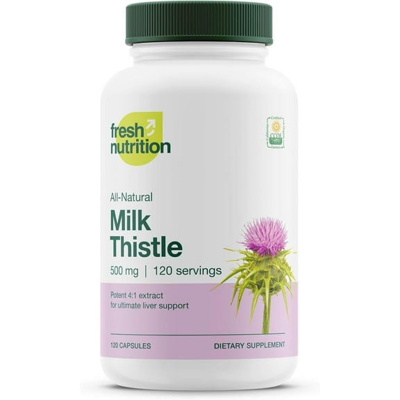 Fresh Nutrition Organic Milk Thistle Supplement 2000mg (Silymarin) 120 Capsules