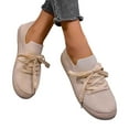 thumbnail image 4 of uvwlwu Women's Casual On Shoes Breathable Mesh Lace Up Flat Comfortable Walking Shoes For Daily Wear Fashion Sneakers(Beige,7), 4 of 9