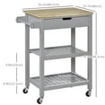 thumbnail image 3 of HOMCOM Kitchen Cart with Rubber Wood Top, Drawer, Shelves and Towel Rack, 3 of 10