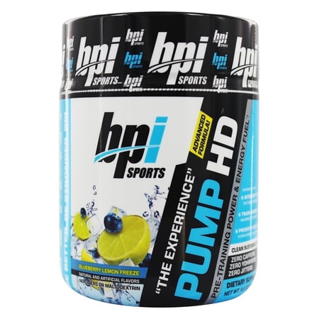 BPI Sports Pump HD Pre Workout + Energy Fuel Powder, Blueberry Lemon Freeze, 25 Servings