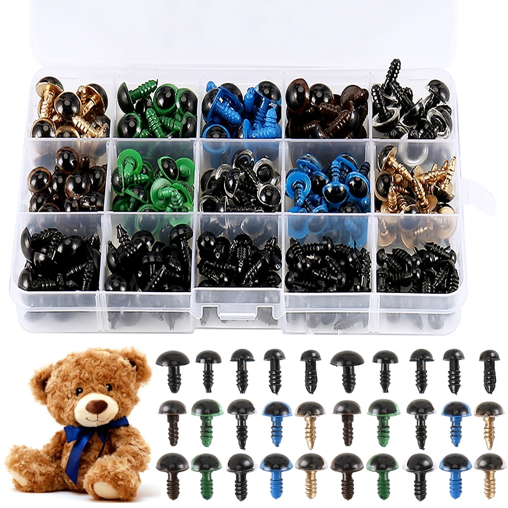 264Pcs 6~12mm DIY Colorful Safety Plastic Bear Doll Eyes Toy Craft with Washers 